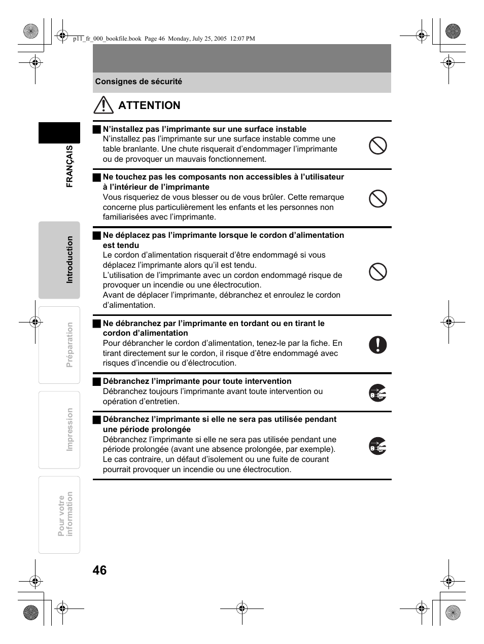 Attention | Olympus P-11 User Manual | Page 46 / 164