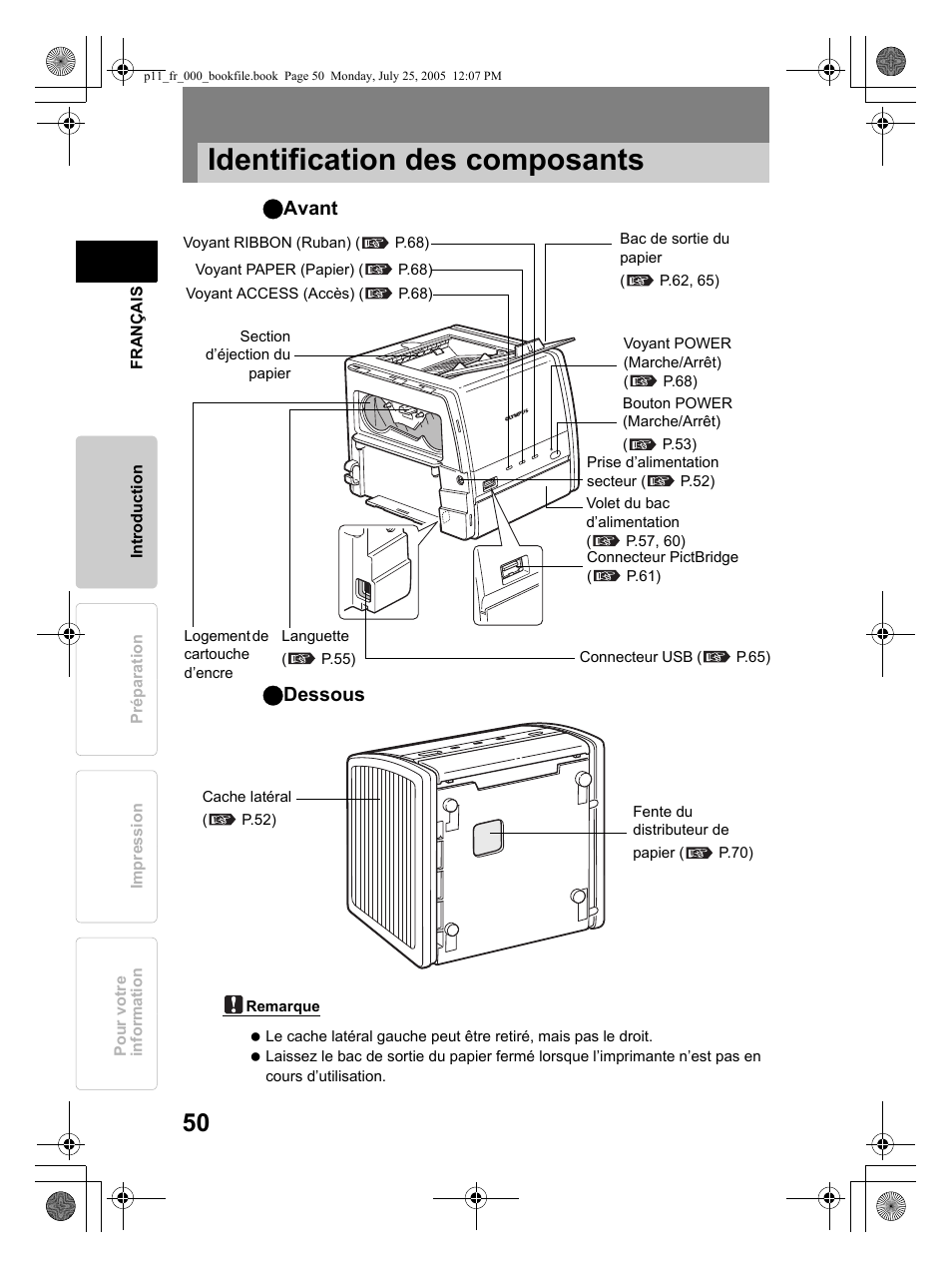 Identification des composants | Olympus P-11 User Manual | Page 50 / 164