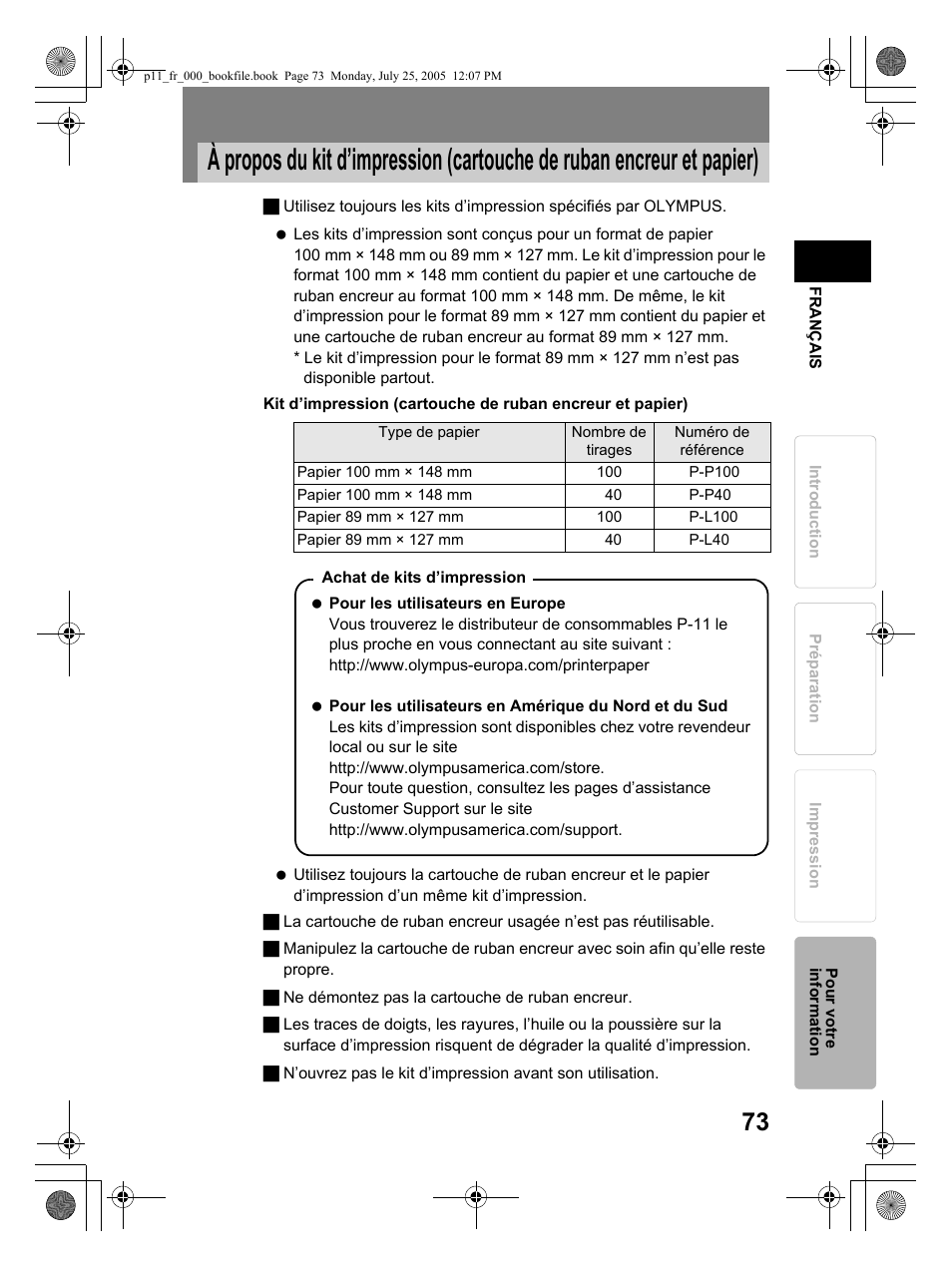 Olympus P-11 User Manual | Page 73 / 164