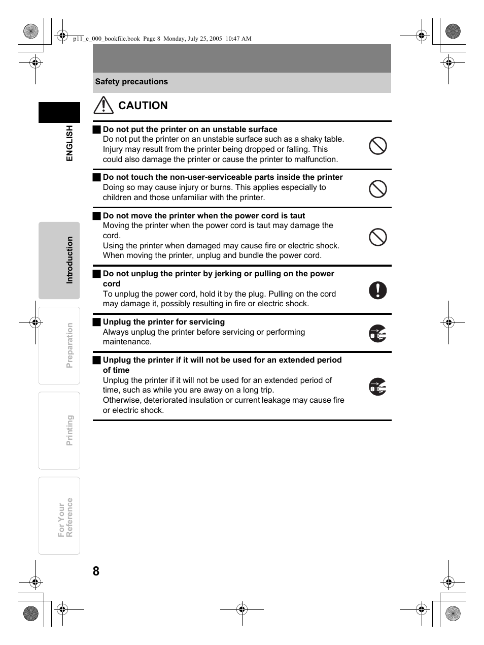 Caution | Olympus P-11 User Manual | Page 8 / 164