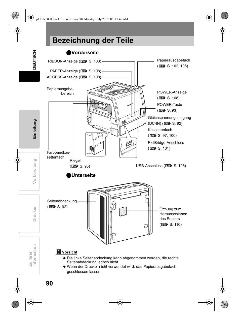 Bezeichnung der teile | Olympus P-11 User Manual | Page 90 / 164