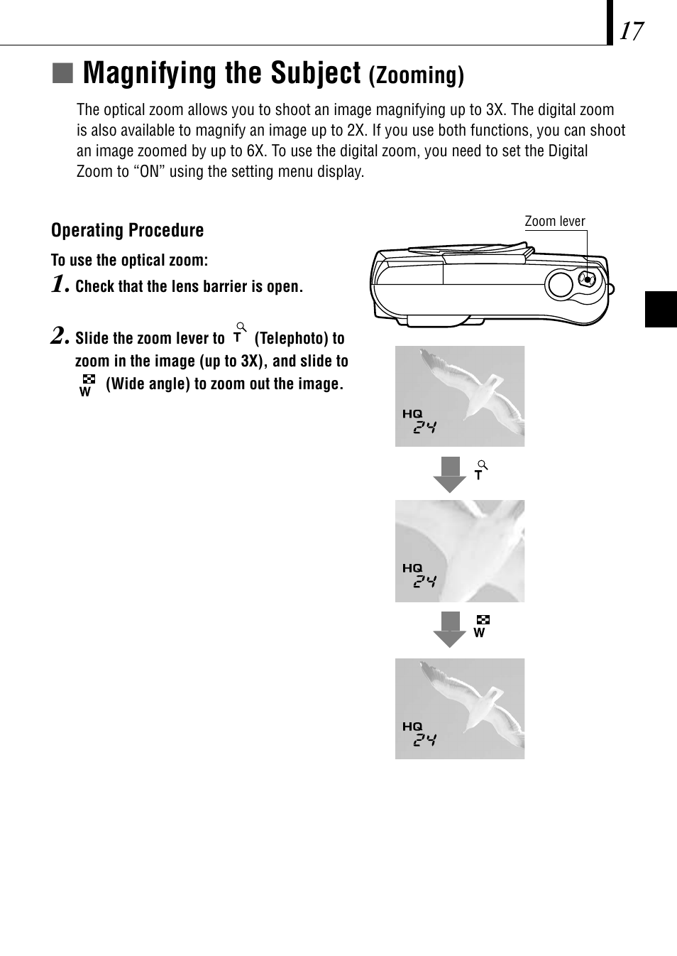 Ímagnifying the subject | Olympus C-1 D-150 User Manual | Page 17 / 146