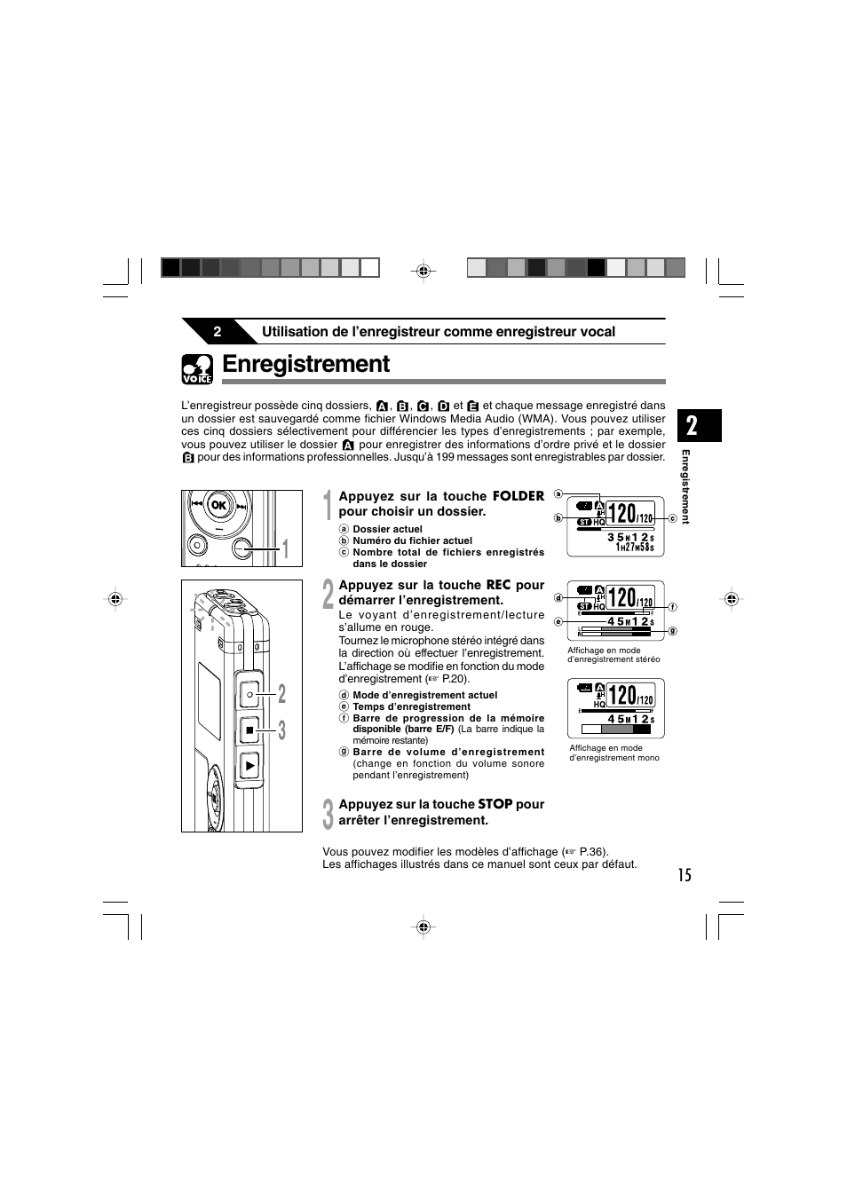 Enregistrement | Olympus WS-300M User Manual | Page 103 / 264