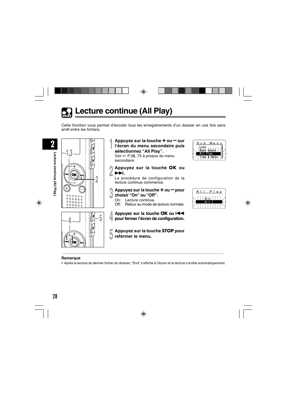 Lecture continue (all play) | Olympus WS-300M User Manual | Page 116 / 264