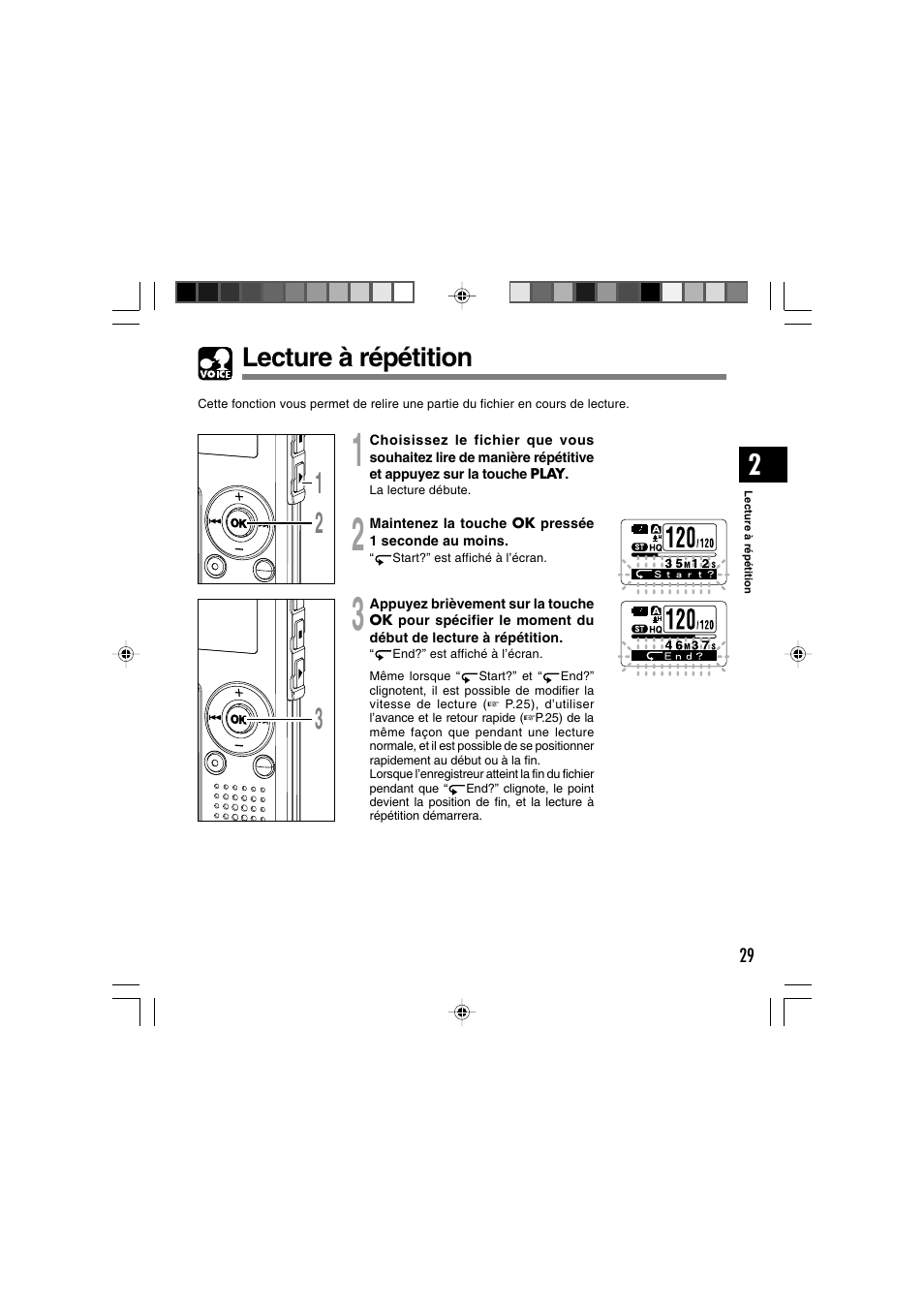 Lecture à répétition | Olympus WS-300M User Manual | Page 117 / 264