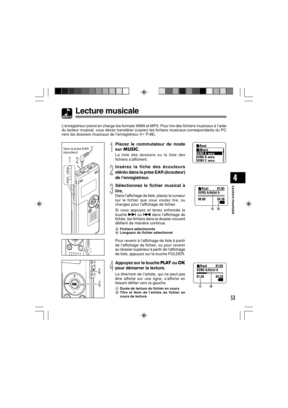 Lecture musicale | Olympus WS-300M User Manual | Page 141 / 264