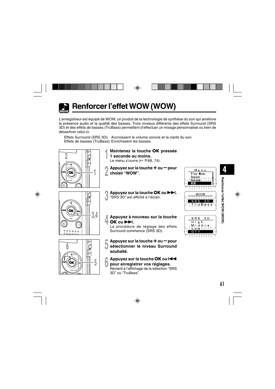 Renforcer l’effet wow (wow) | Olympus WS-300M User Manual | Page 149 / 264