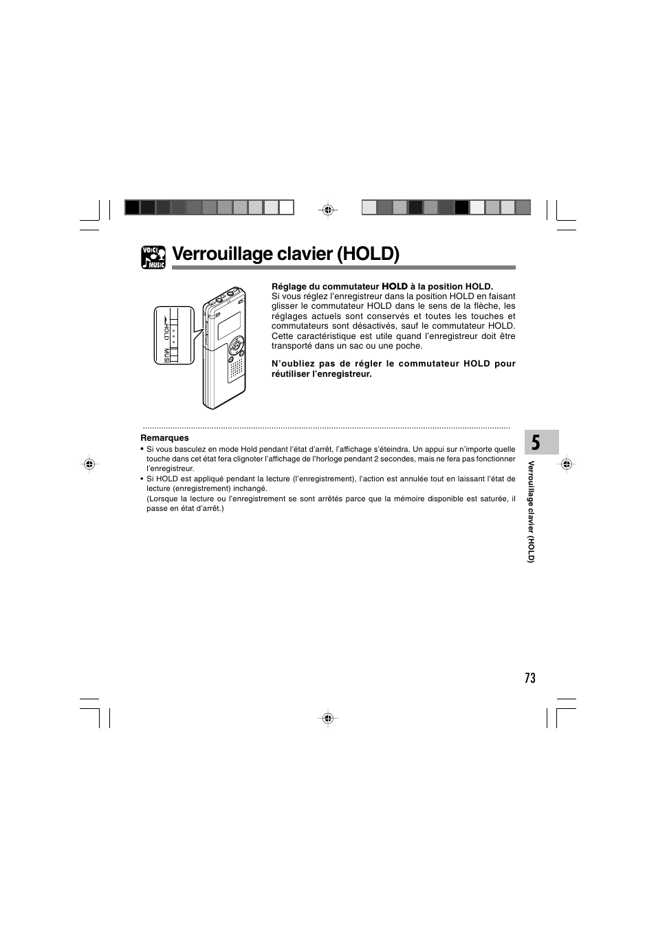 Verrouillage clavier (hold) | Olympus WS-300M User Manual | Page 161 / 264