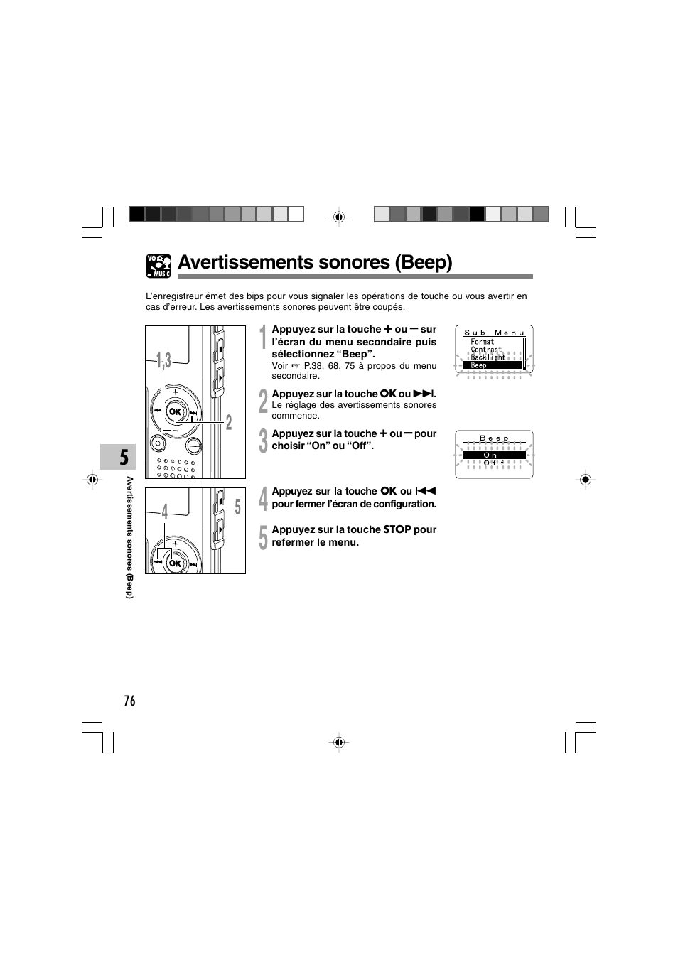 Avertissements sonores (beep) | Olympus WS-300M User Manual | Page 164 / 264