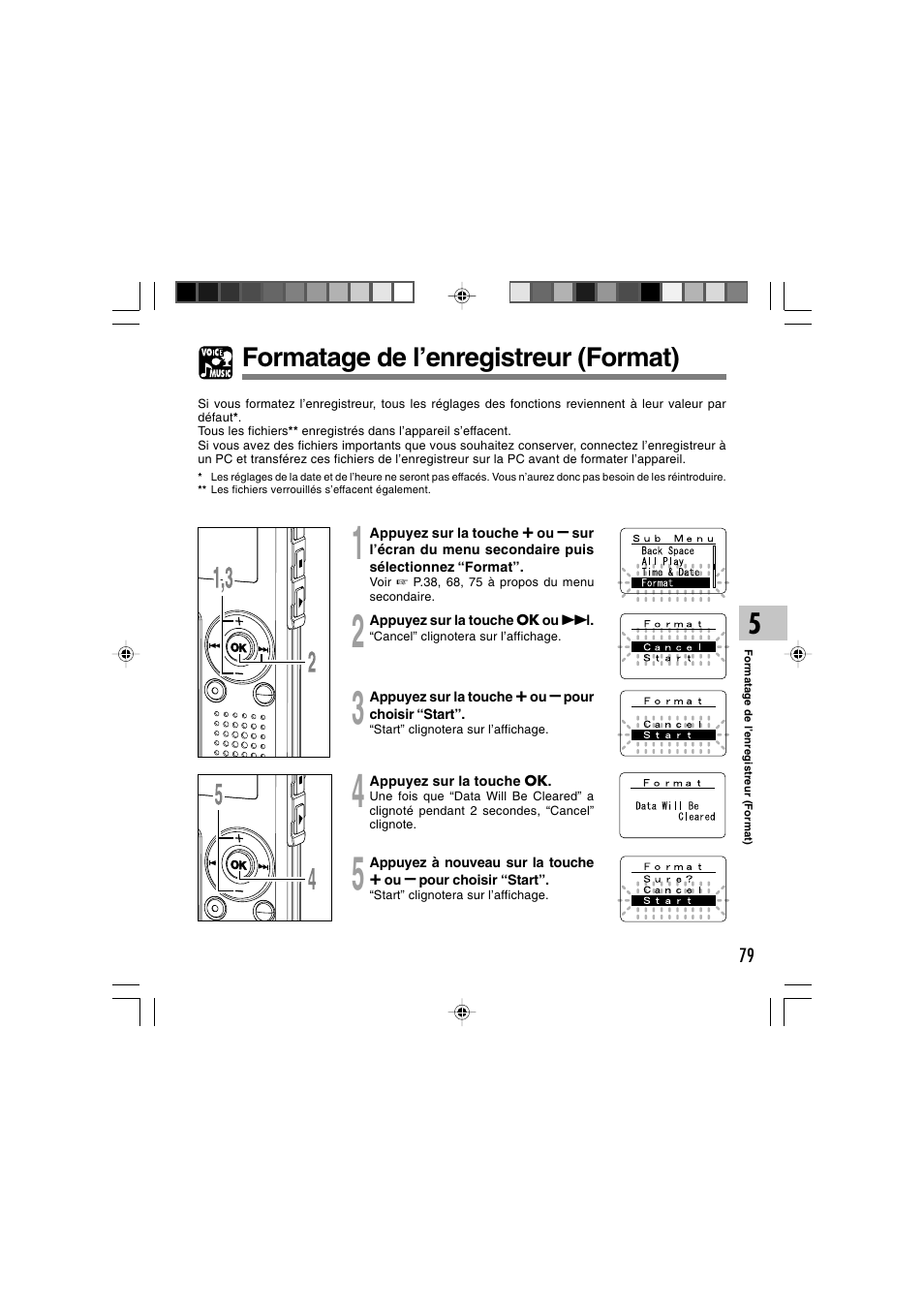 Formatage de l’enregistreur (format) | Olympus WS-300M User Manual | Page 167 / 264