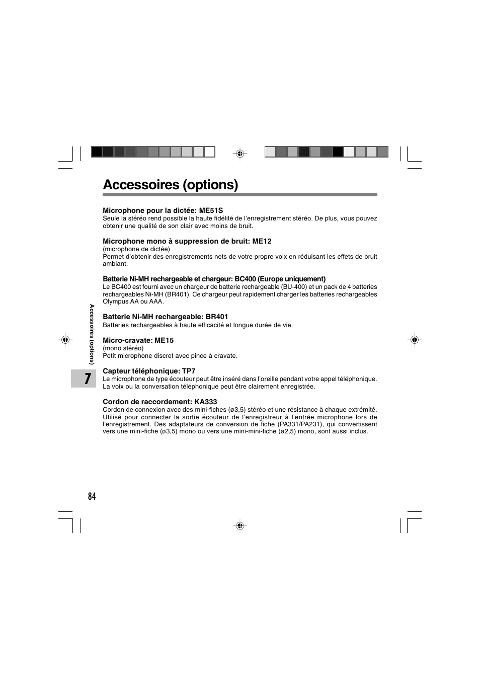 Accessoires (options) | Olympus WS-300M User Manual | Page 172 / 264