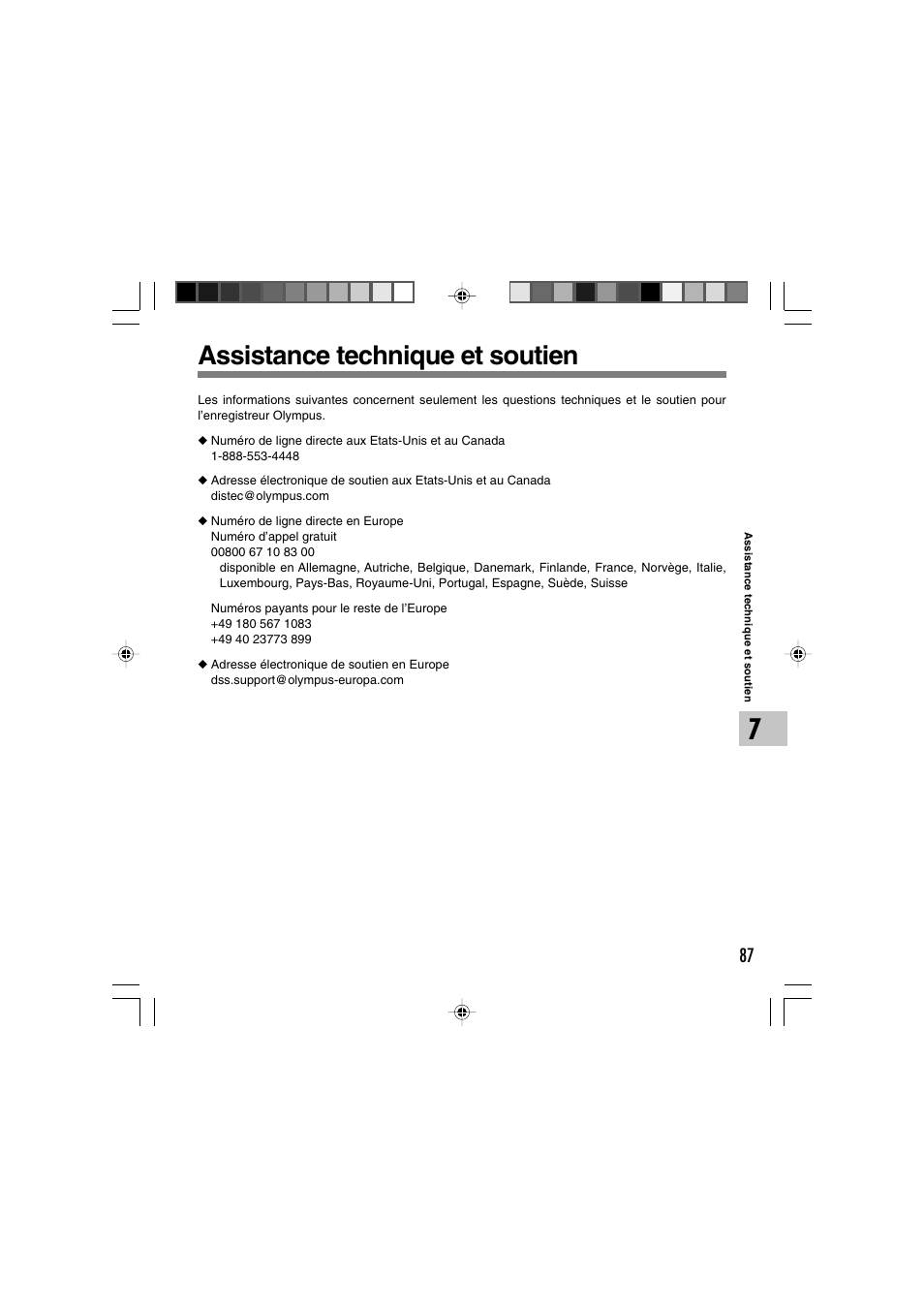 Assistance technique et soutien | Olympus WS-300M User Manual | Page 175 / 264