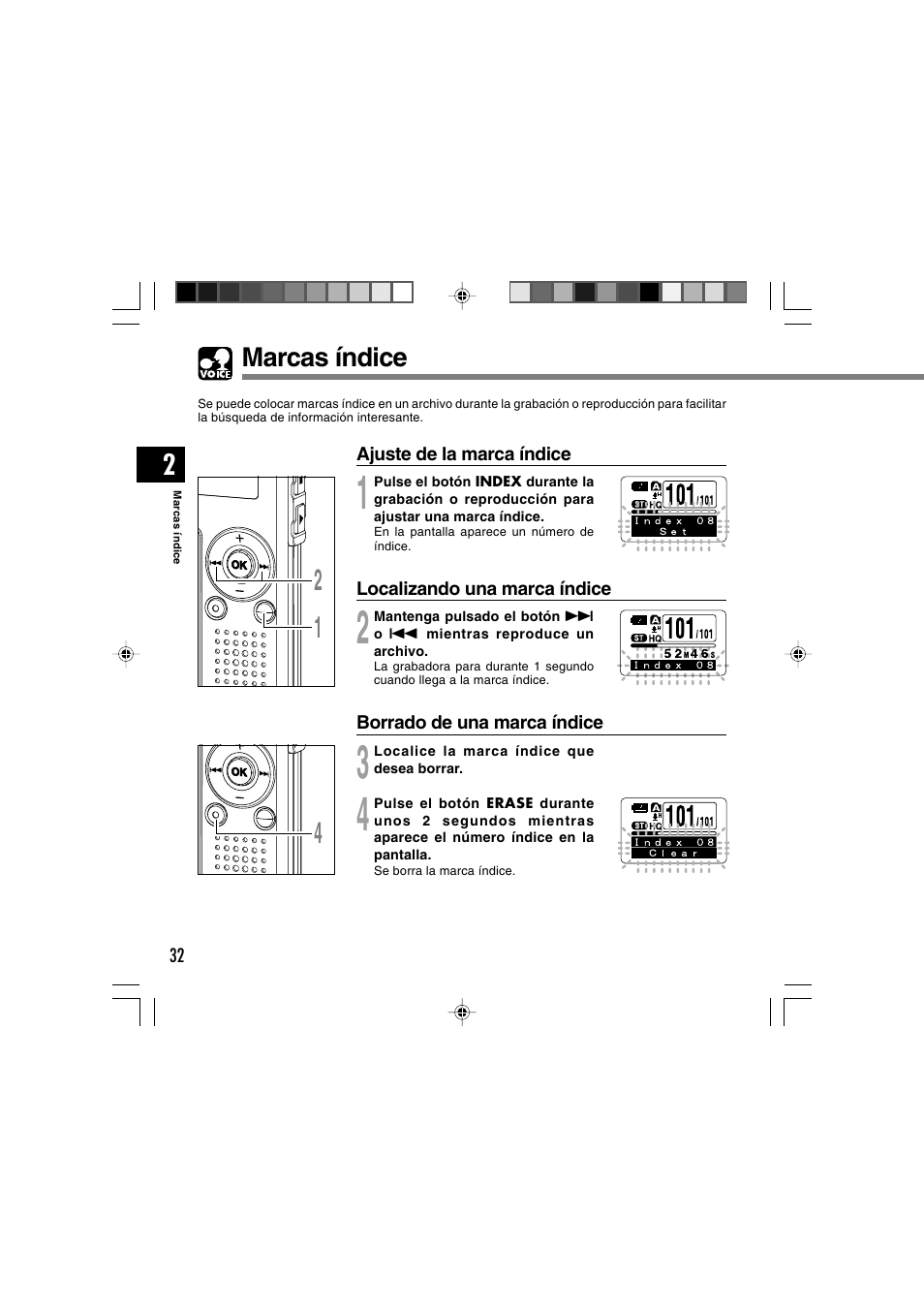 Marcas índice | Olympus WS-300M User Manual | Page 208 / 264