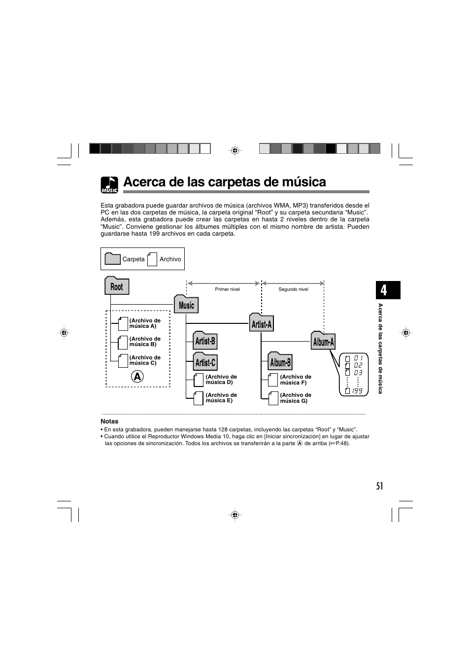 Acerca de las carpetas de música | Olympus WS-300M User Manual | Page 227 / 264