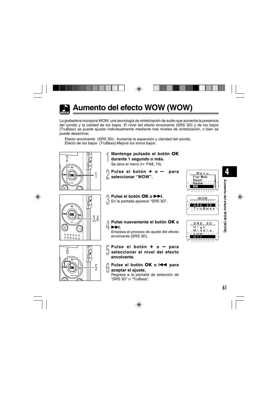 Aumento del efecto wow (wow) | Olympus WS-300M User Manual | Page 237 / 264