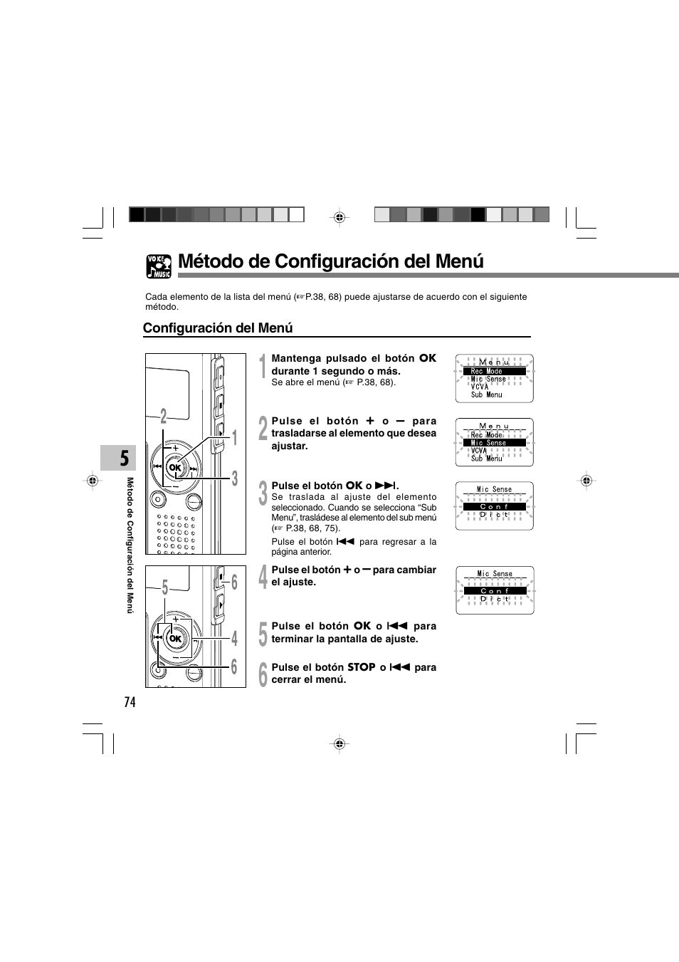 Método de configuración del menú | Olympus WS-300M User Manual | Page 250 / 264