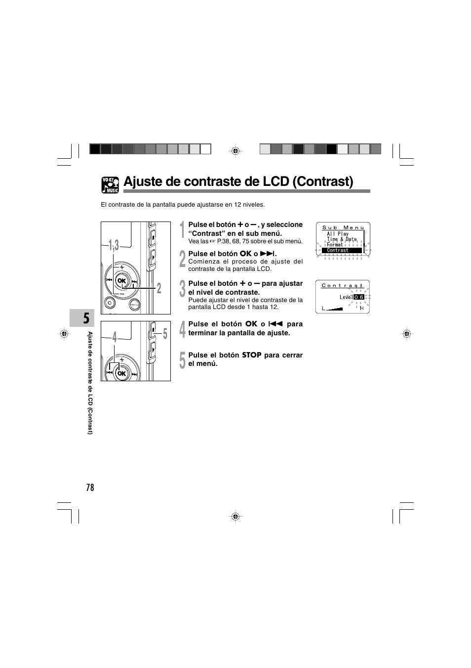 Ajuste de contraste de lcd (contrast) | Olympus WS-300M User Manual | Page 254 / 264