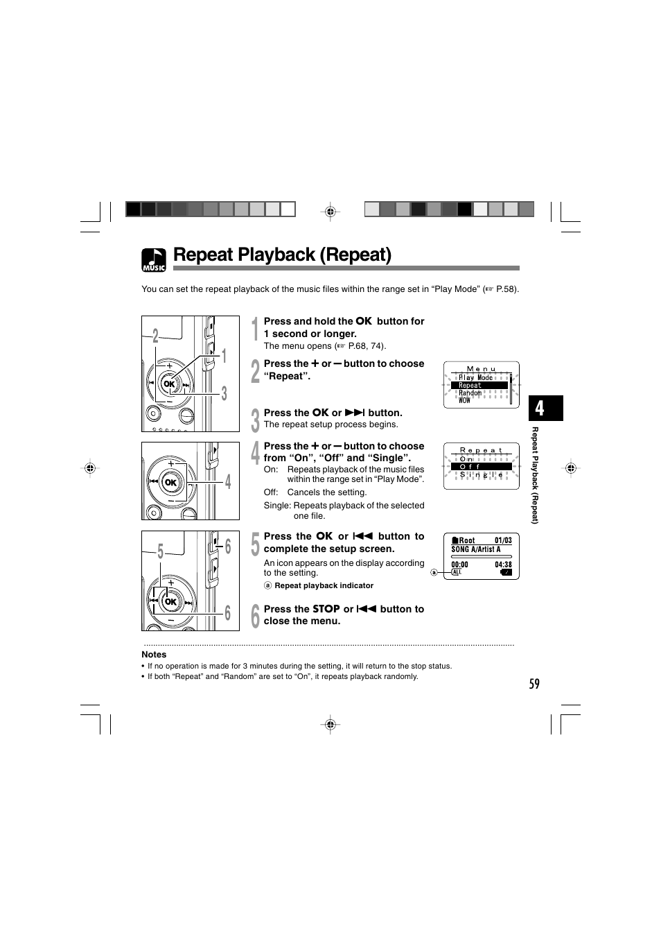 Repeat playback (repeat) | Olympus WS-300M User Manual | Page 59 / 264