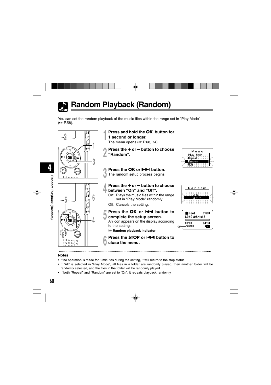 Random playback (random) | Olympus WS-300M User Manual | Page 60 / 264