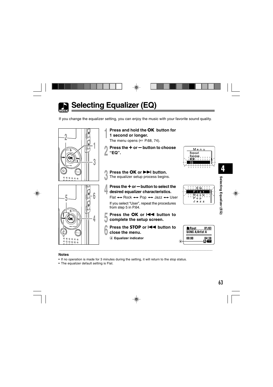 Selecting equalizer (eq) | Olympus WS-300M User Manual | Page 63 / 264