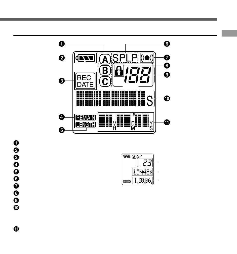 9display (lcd panel) | Olympus DS-3000 User Manual | Page 9 / 57
