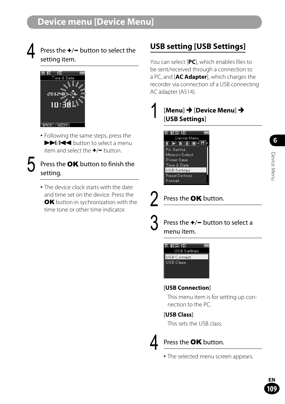 Device menu [device menu | Olympus LS-100 User Manual | Page 109 / 135