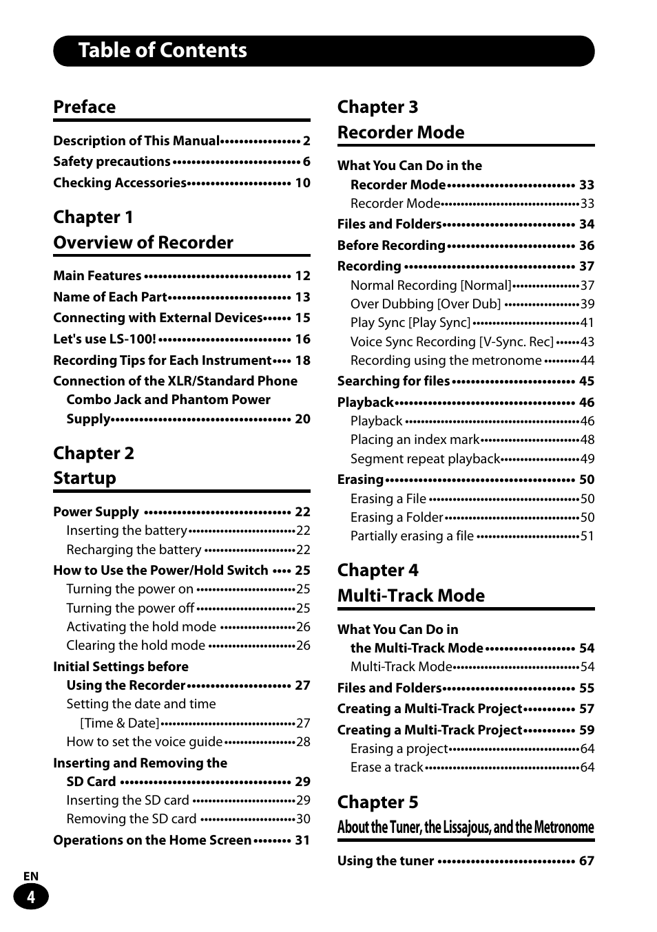 Olympus LS-100 User Manual | Page 4 / 135