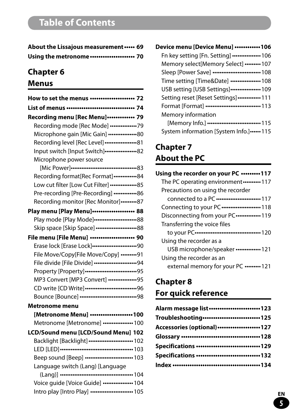 Olympus LS-100 User Manual | Page 5 / 135
