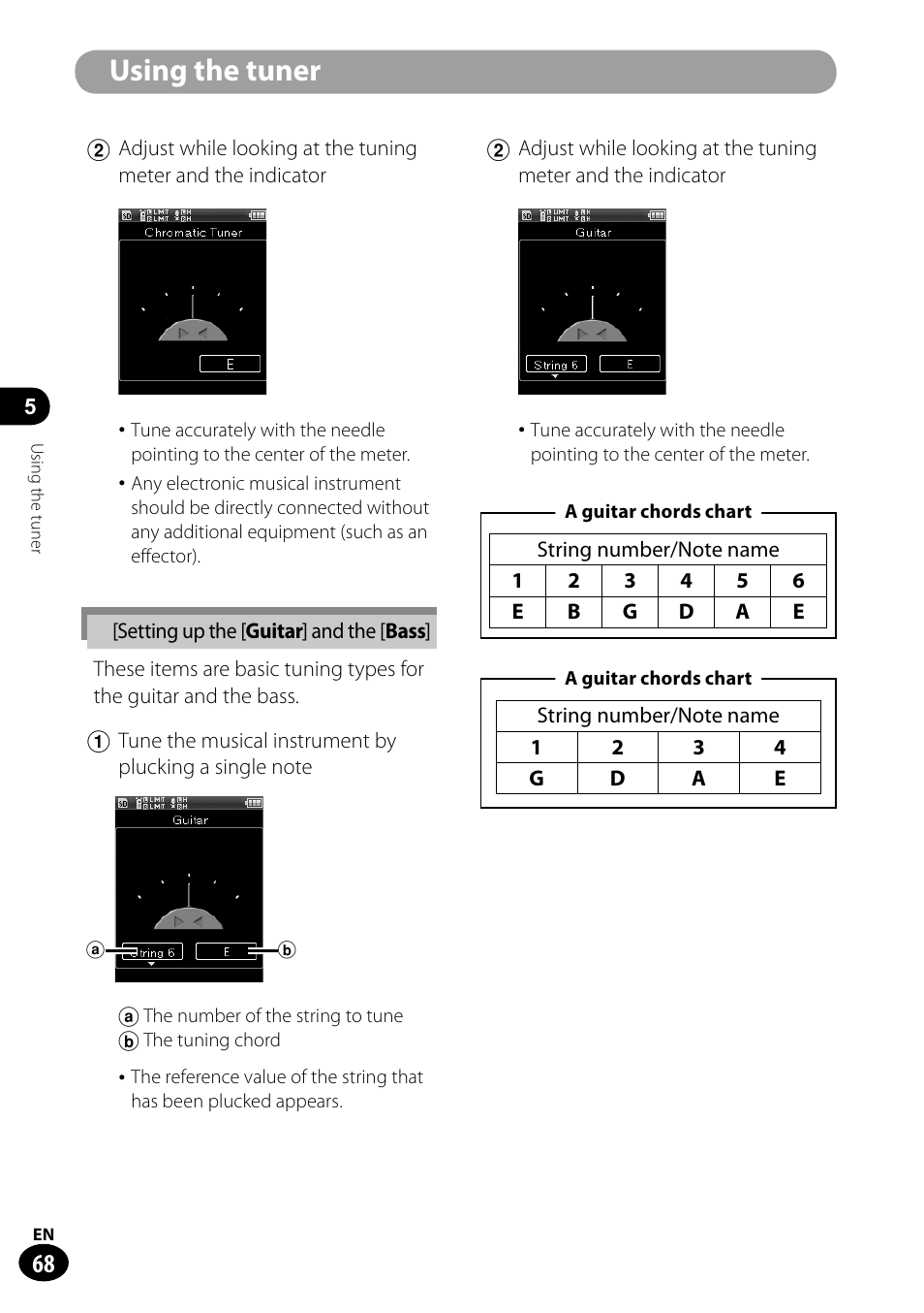 Using the tuner | Olympus LS-100 User Manual | Page 68 / 135