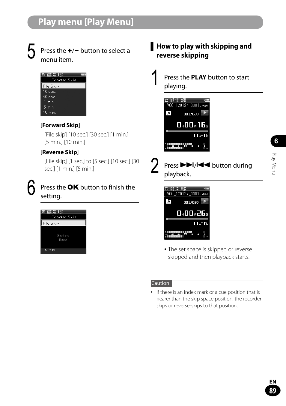 Play menu [play menu | Olympus LS-100 User Manual | Page 89 / 135