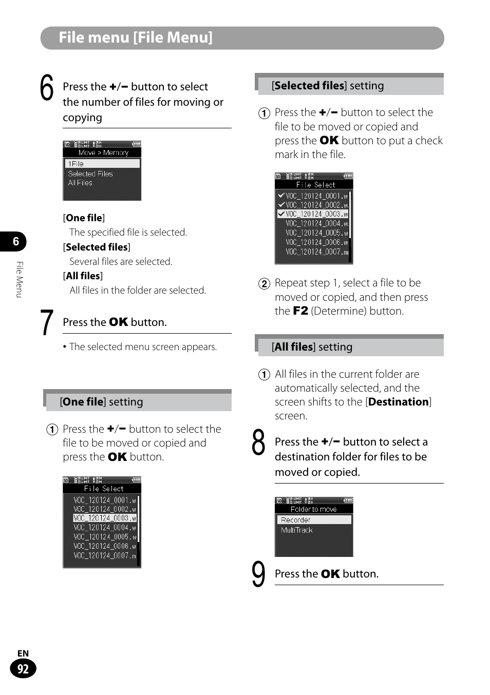 File menu [file menu | Olympus LS-100 User Manual | Page 92 / 135