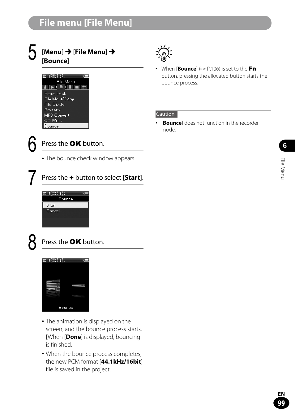 File menu [file menu | Olympus LS-100 User Manual | Page 99 / 135