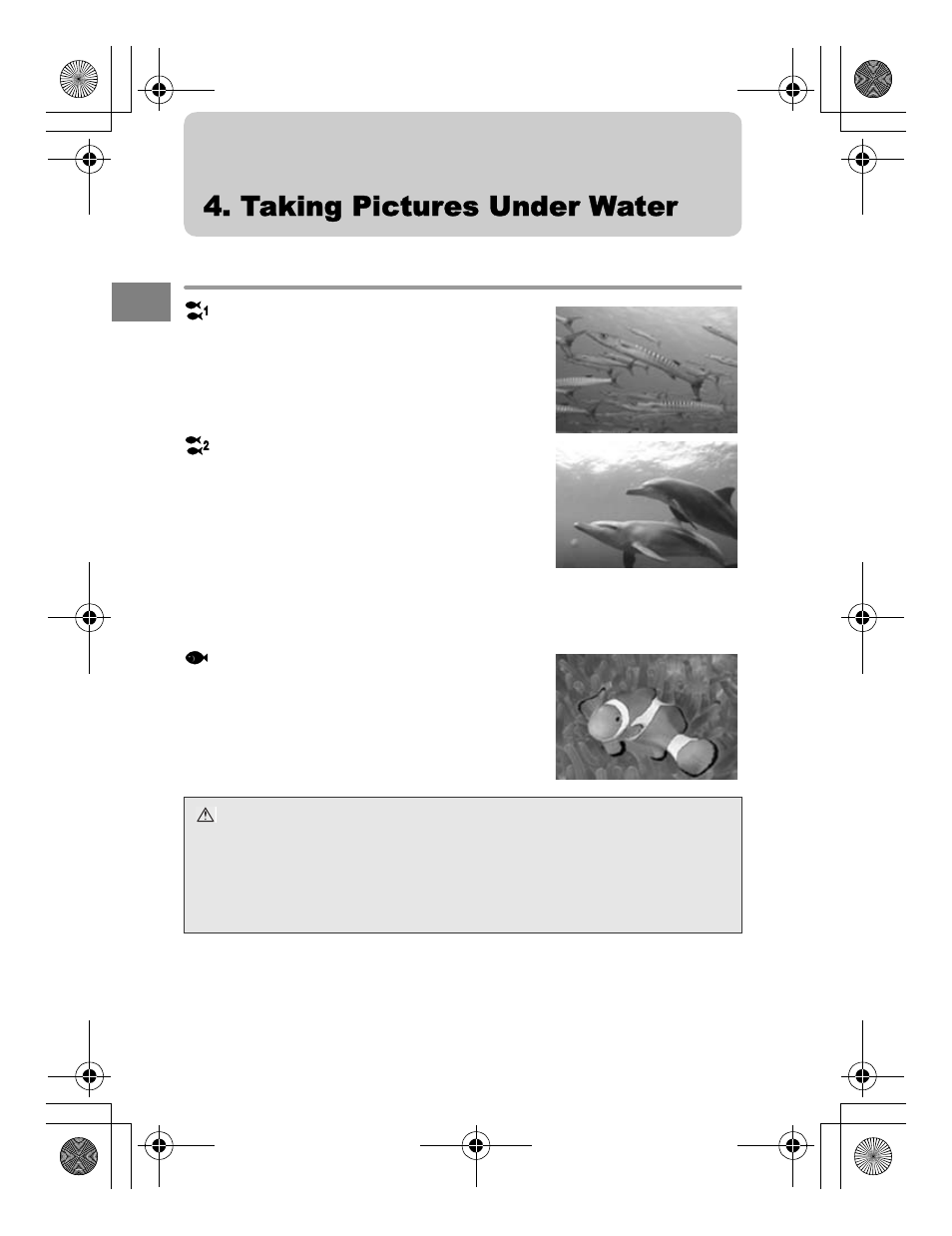 Taking pictures under water, Underwater shooting modes | Olympus PT 048 User Manual | Page 20 / 32