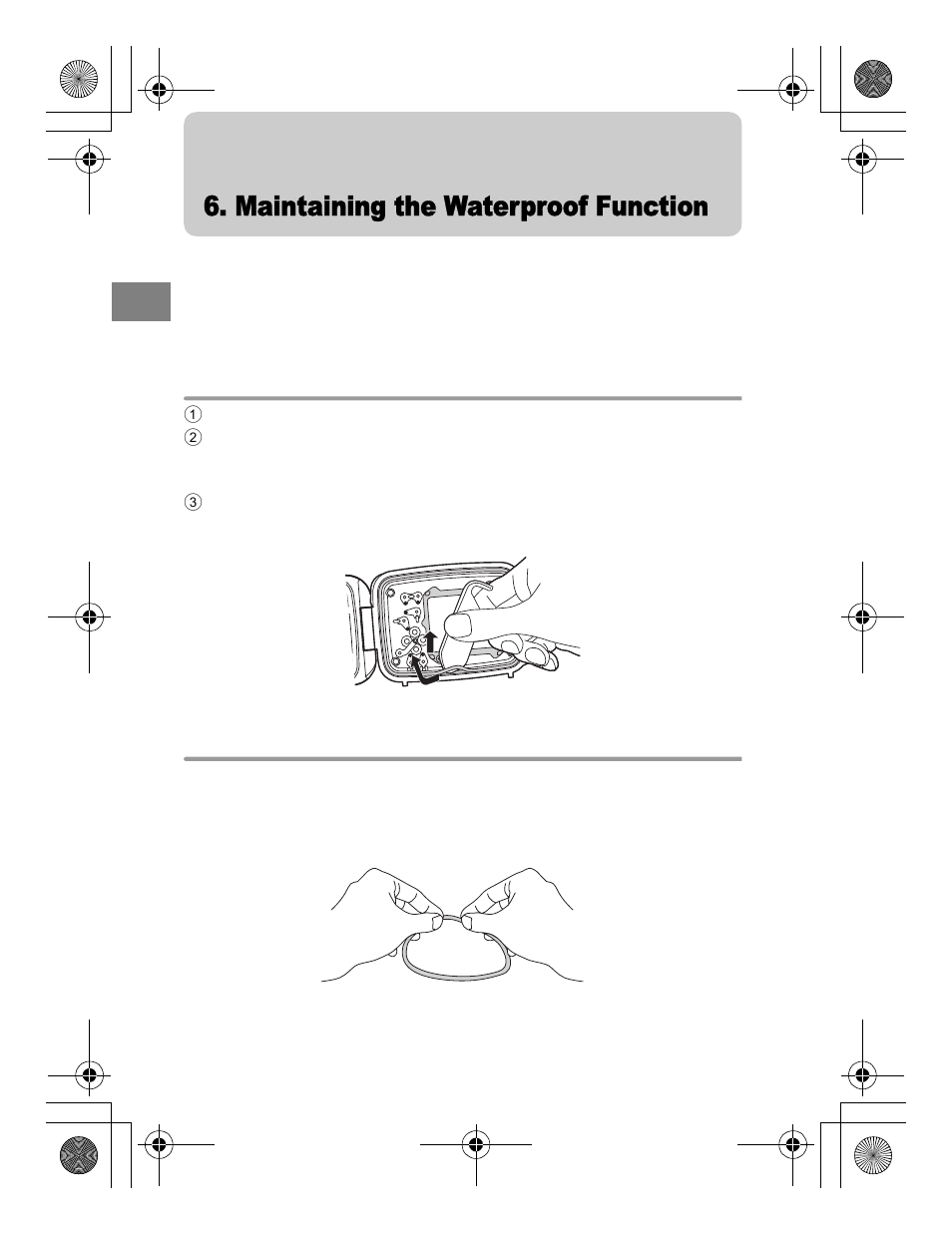 Maintaining the waterproof function, Remove the o-ring, Remove any sand, dirt, etc | Olympus PT 048 User Manual | Page 24 / 32