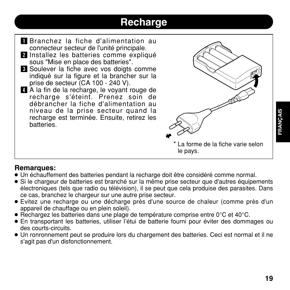 Recharge | Olympus CAMEDIA BU-200 User Manual | Page 19 / 52