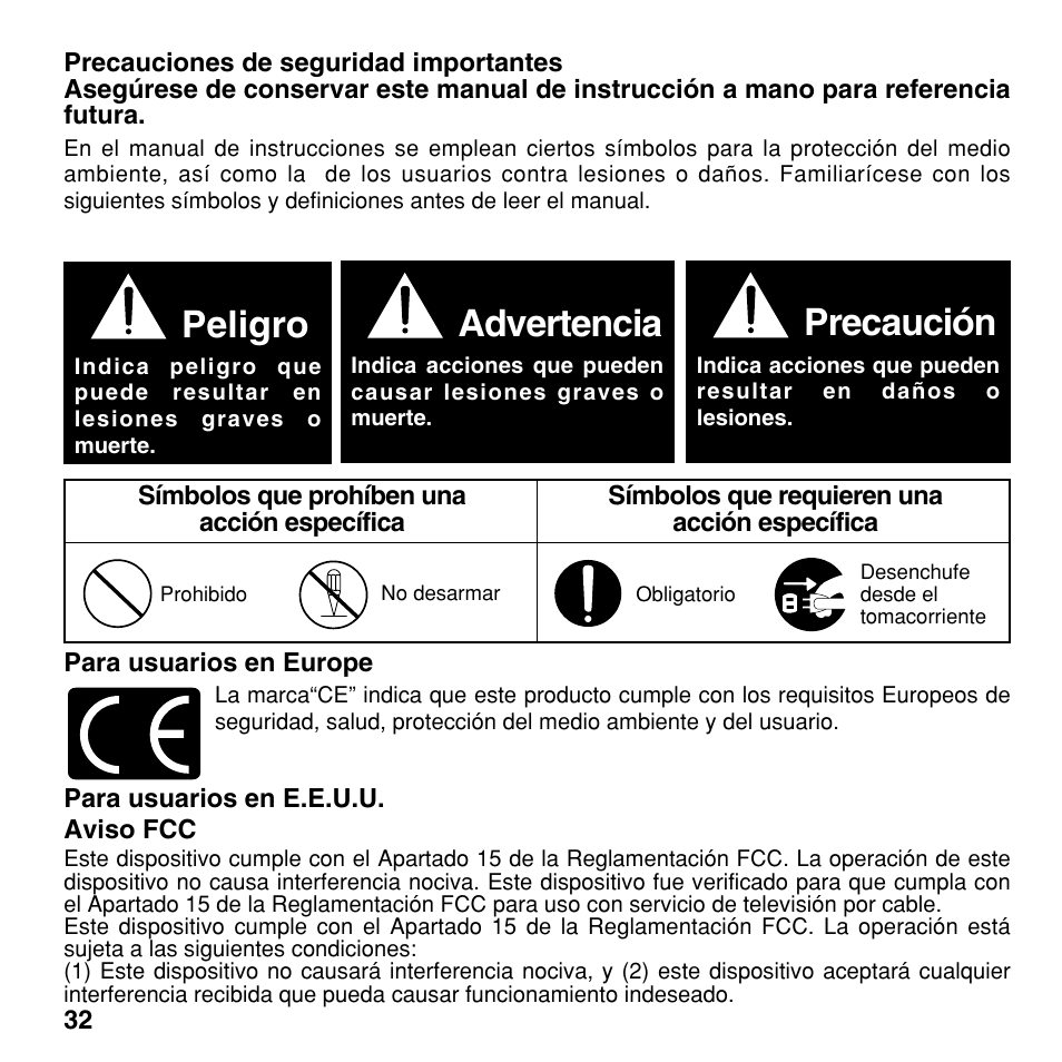 Peligro, Advertencia, Precaución | Olympus CAMEDIA BU-200 User Manual | Page 32 / 52
