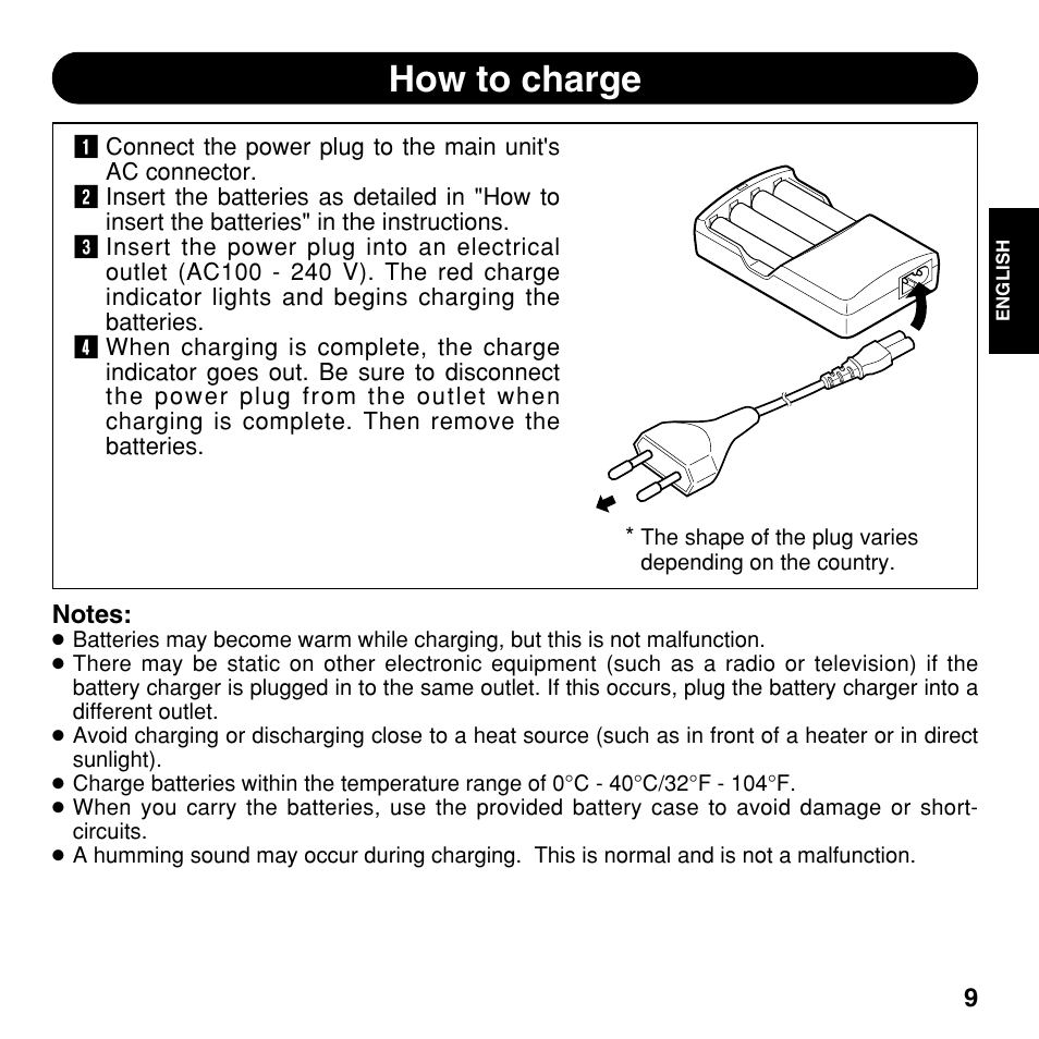 How to charge | Olympus CAMEDIA BU-200 User Manual | Page 9 / 52