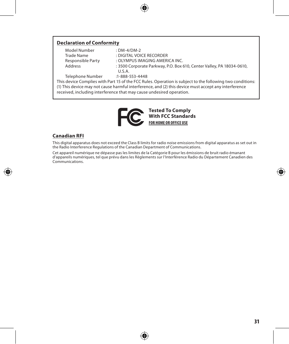 Olympus DM-4 User Manual | Page 31 / 32