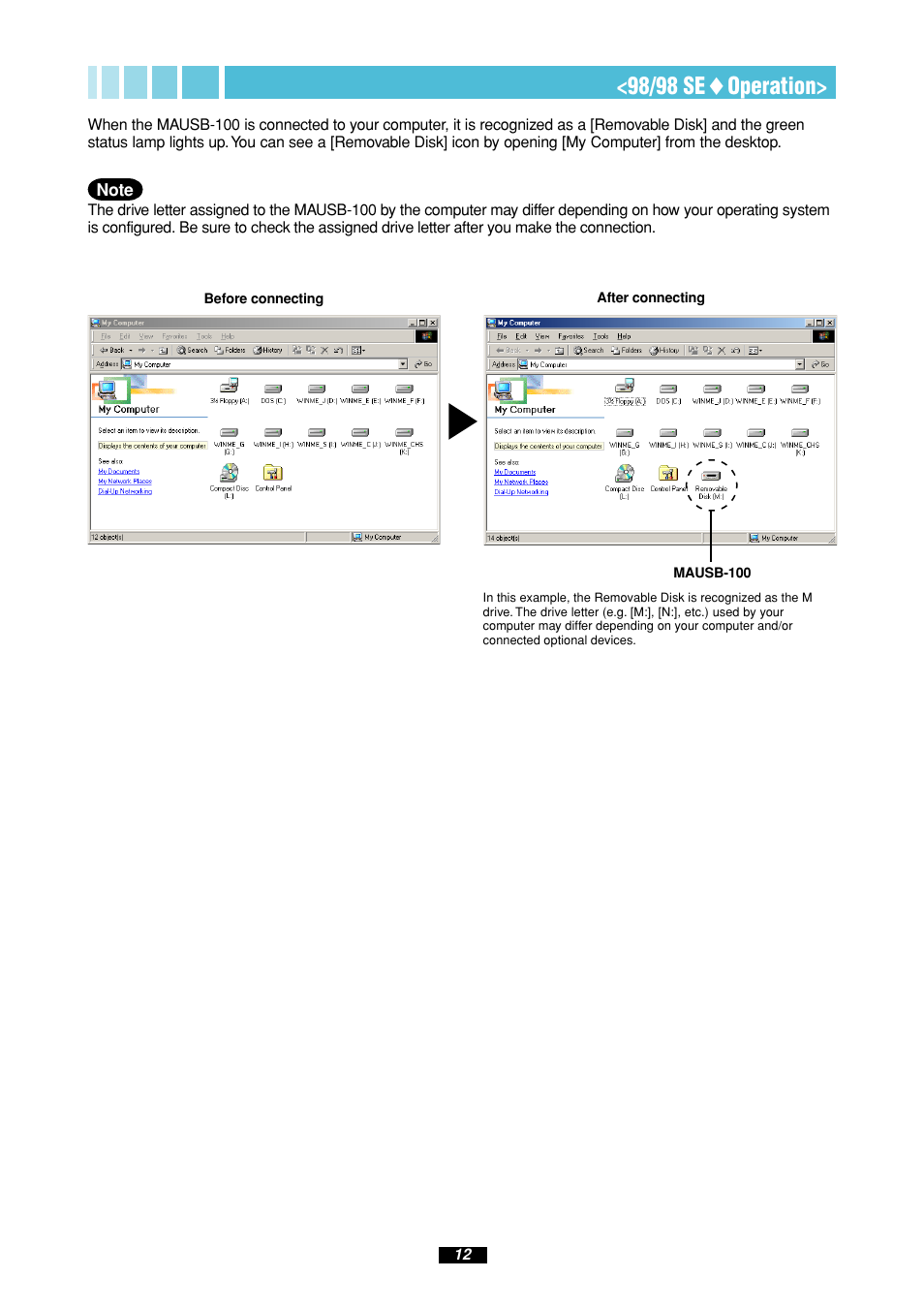 98/98 se ࡗ operation | Olympus MAUSB-100 User Manual | Page 12 / 47