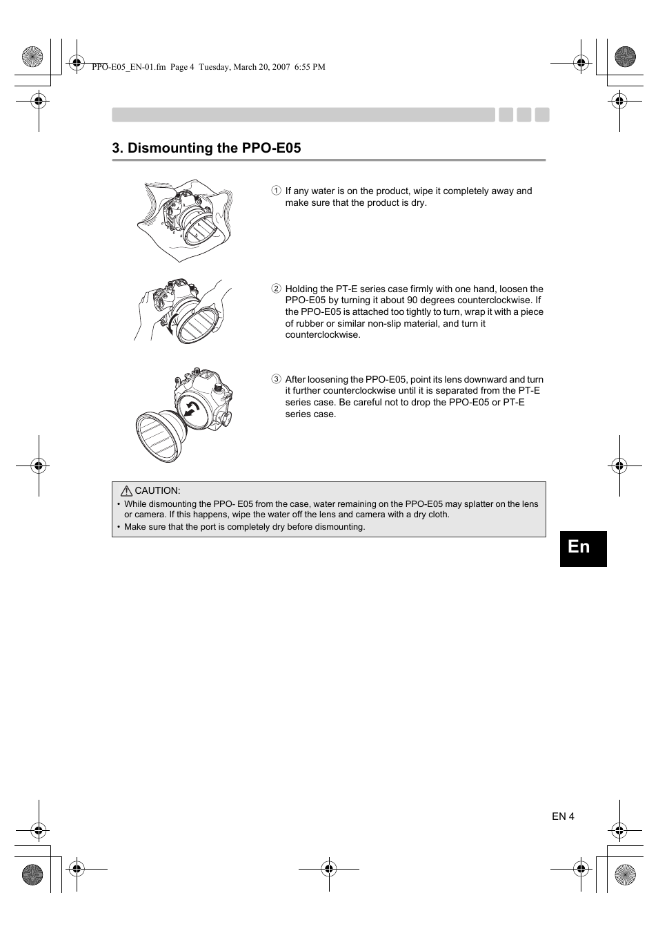 Dismounting the ppo-e05 | Olympus PPO-E05 User Manual | Page 13 / 60