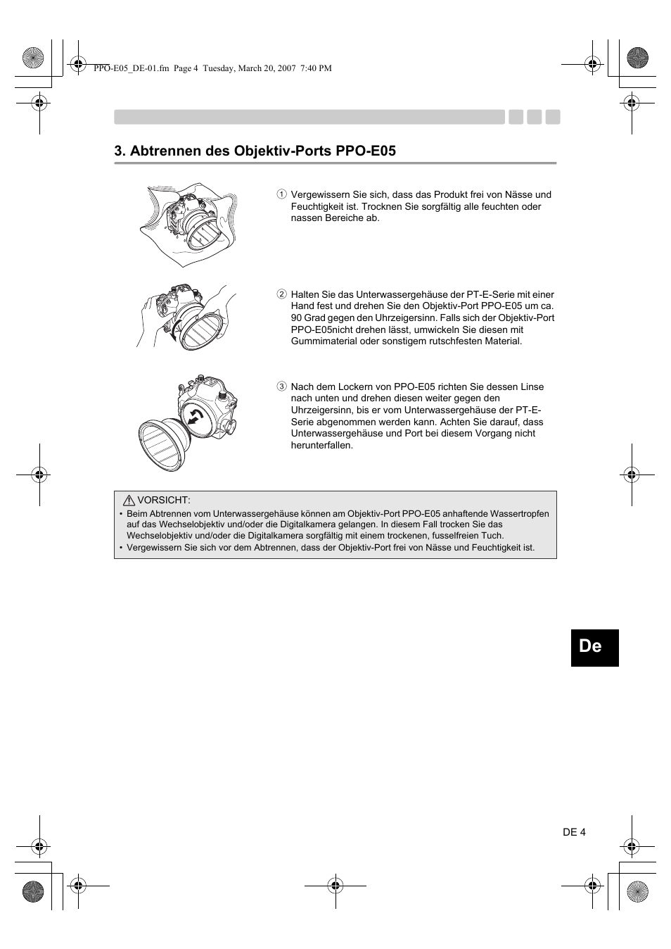 Abtrennen des objektiv-ports ppo-e05 | Olympus PPO-E05 User Manual | Page 29 / 60