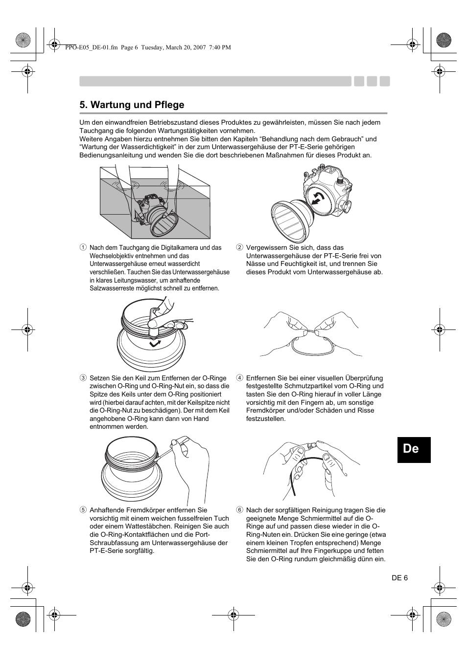 Wartung und pflege | Olympus PPO-E05 User Manual | Page 31 / 60