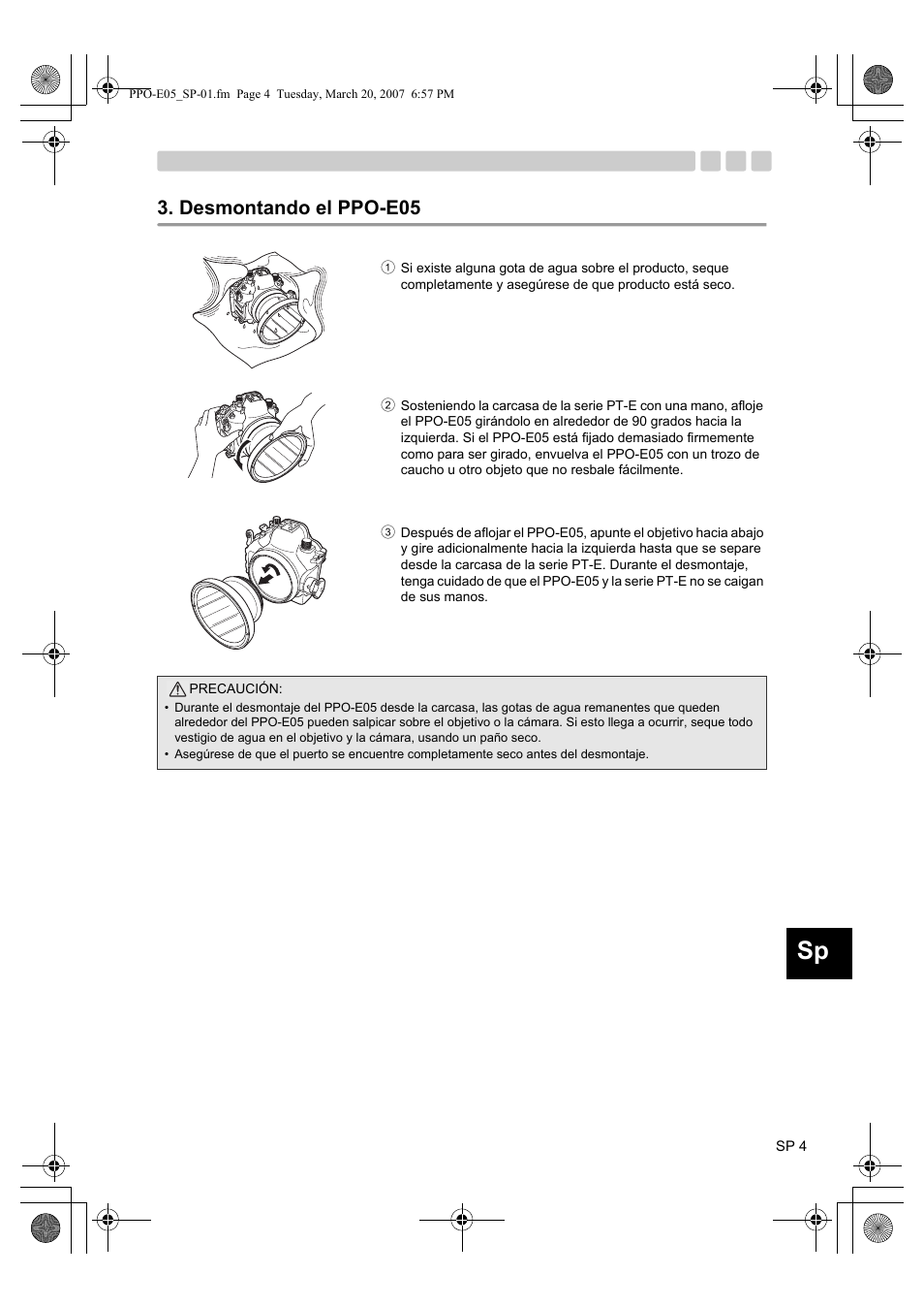 Desmontando el ppo-e05 | Olympus PPO-E05 User Manual | Page 37 / 60