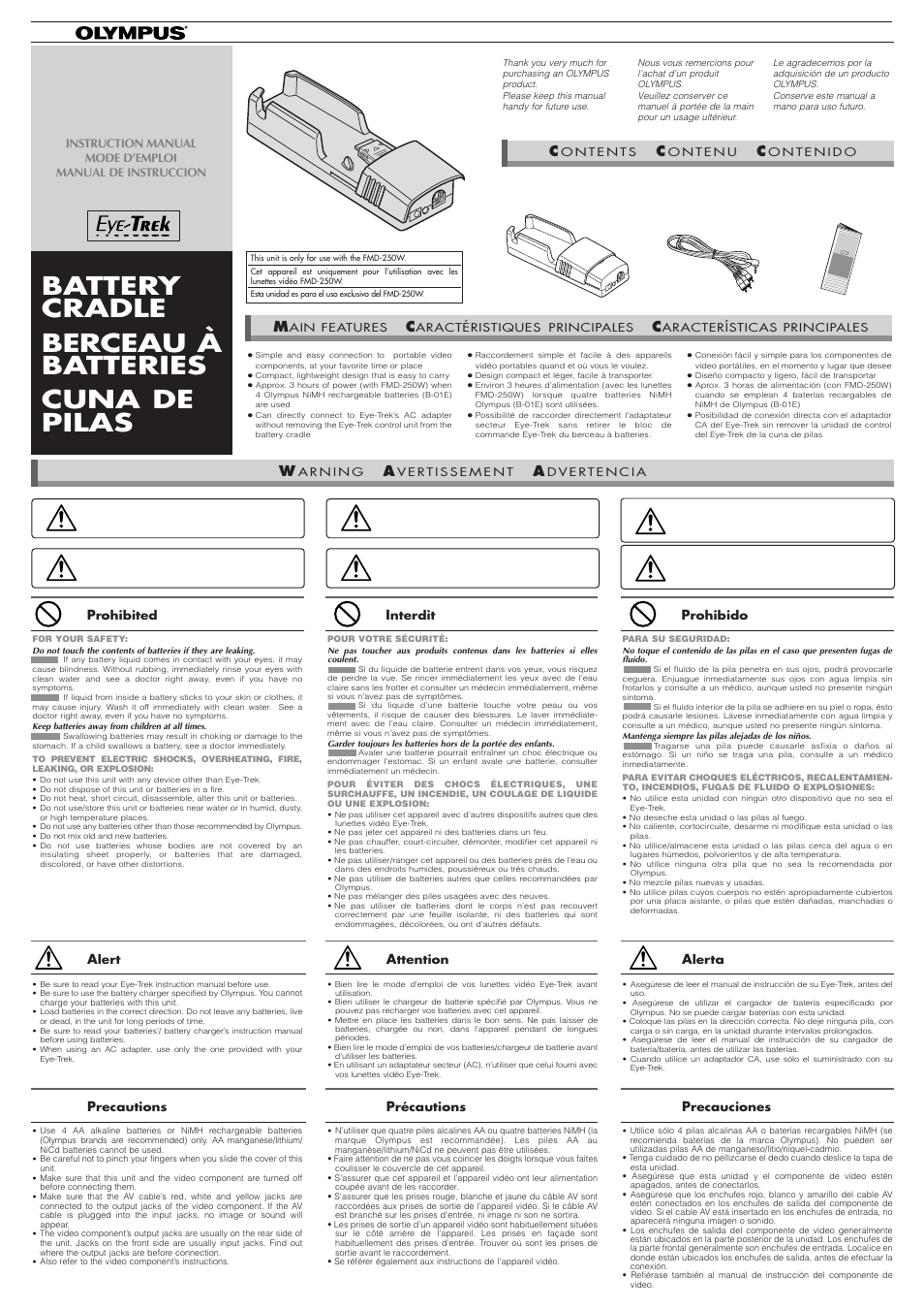 Olympus BATTERY CRADLE ET-CK30 User Manual | 2 pages