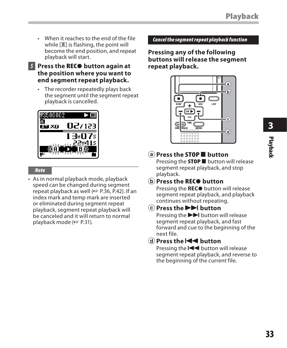 Playback | Olympus WS-500M User Manual | Page 33 / 72