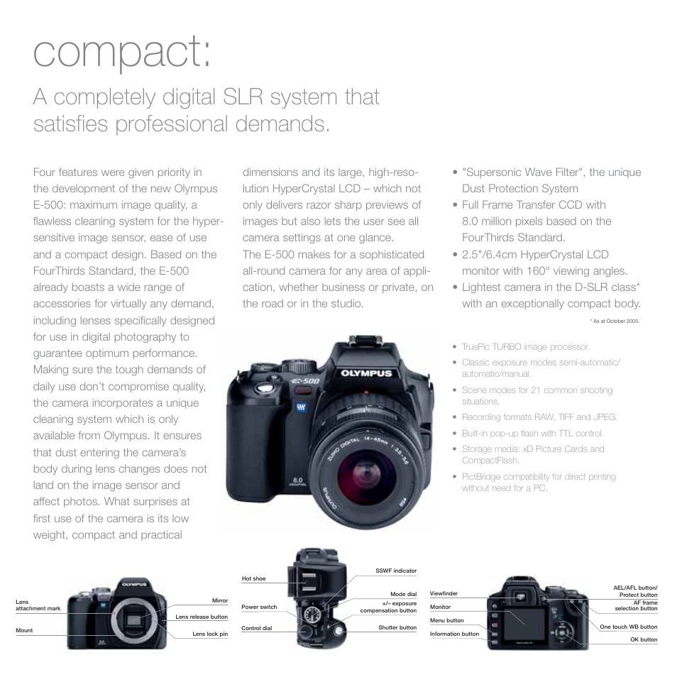 Compact | Olympus E-500 User Manual | Page 3 / 12