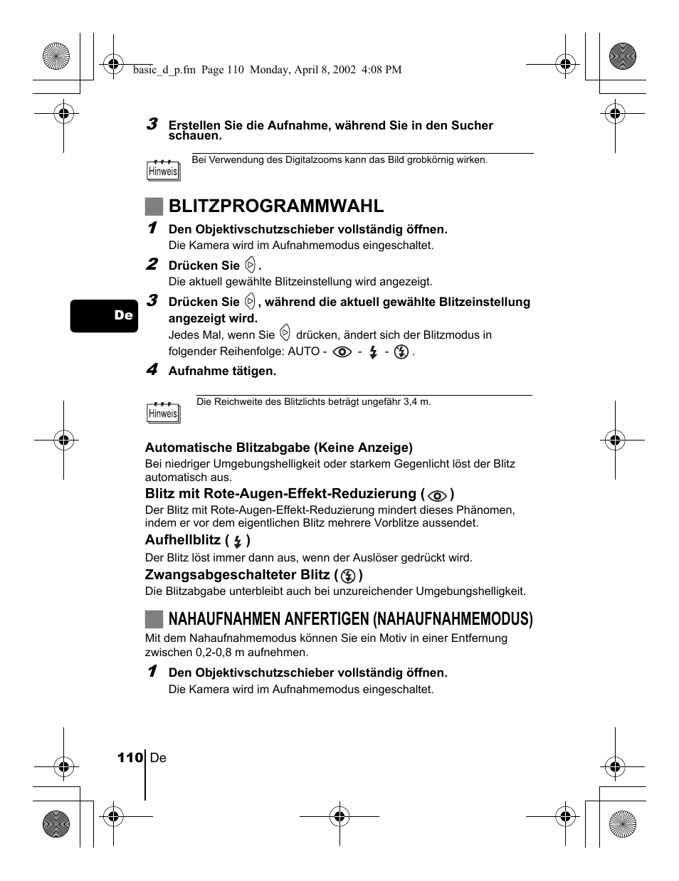 Jblitzprogrammwahl | Olympus C-300 Zoom  EN User Manual | Page 110 / 172