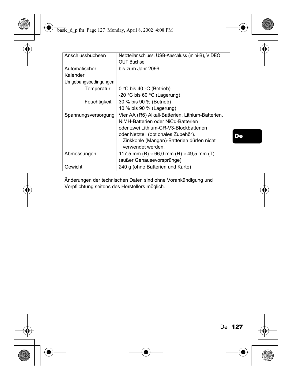 Olympus C-300 Zoom  EN User Manual | Page 127 / 172