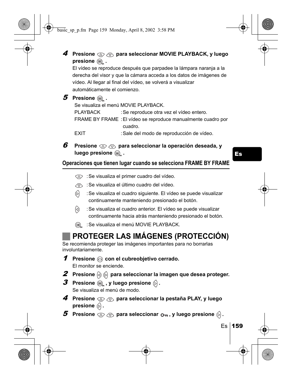 Jproteger las imágenes (protección) | Olympus C-300 Zoom  EN User Manual | Page 159 / 172