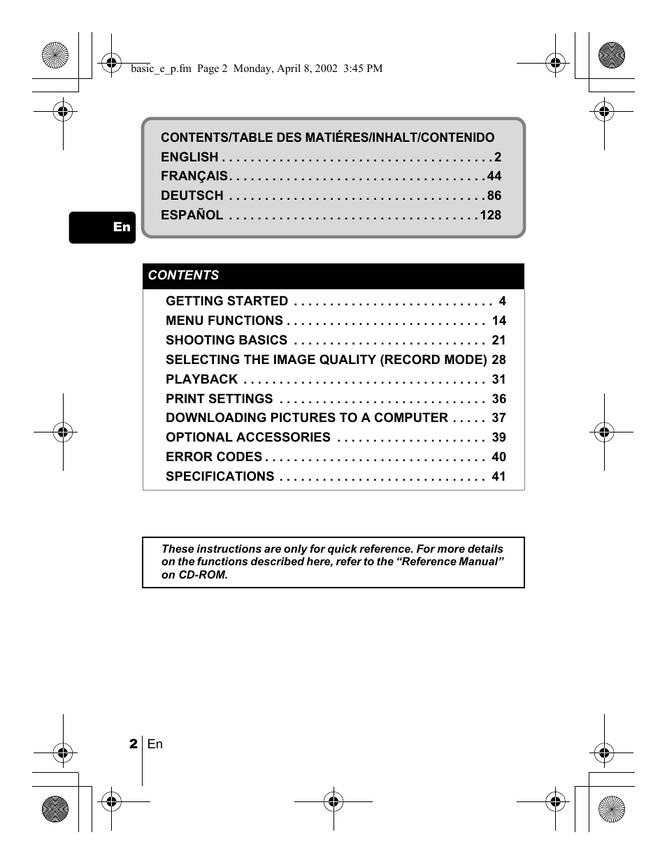 Olympus C-300 Zoom  EN User Manual | Page 2 / 172